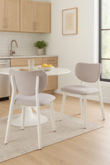 Brassex Dua Cream Fabric Upholstered Dining Chair with Curved Backrest, 2-pc image 7