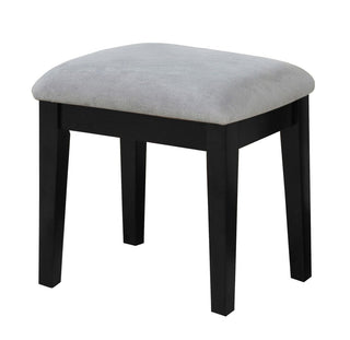 Brassex Lynn 1-Drawer Black Dressing Table Makeup Vanity Set with Stool and Mirror