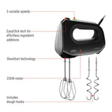 Braun MultiMix 2 5-Speed Hand Mixer, Includes MultiWhisk Beater, 250W, Black image 3