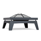 Breton Square Steel Wood Burning Fire Pit in Gray, 37-in