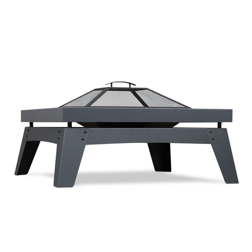 Breton Square Steel Wood Burning Fire Pit in Gray, 37-in