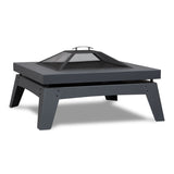 Breton Square Steel Wood Burning Fire Pit in Gray, 37-in image 2
