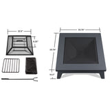 Breton Square Steel Wood Burning Fire Pit in Gray, 37-in image 5