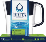 Brita Denali Water Filter Pitcher with Elite Filter, BPA Free, 6 Cup, Black
