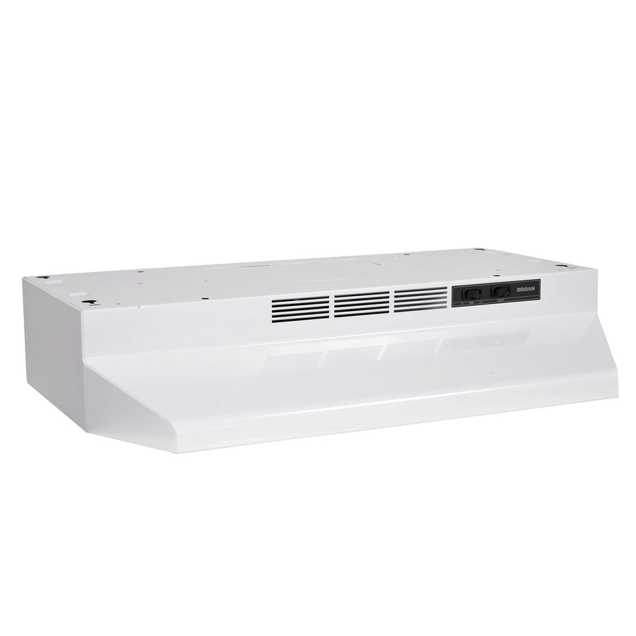 Broan BU2 Series 230CFM Under Cabinet Kitchen Exhaust Fan Range Hood, White, 24-in