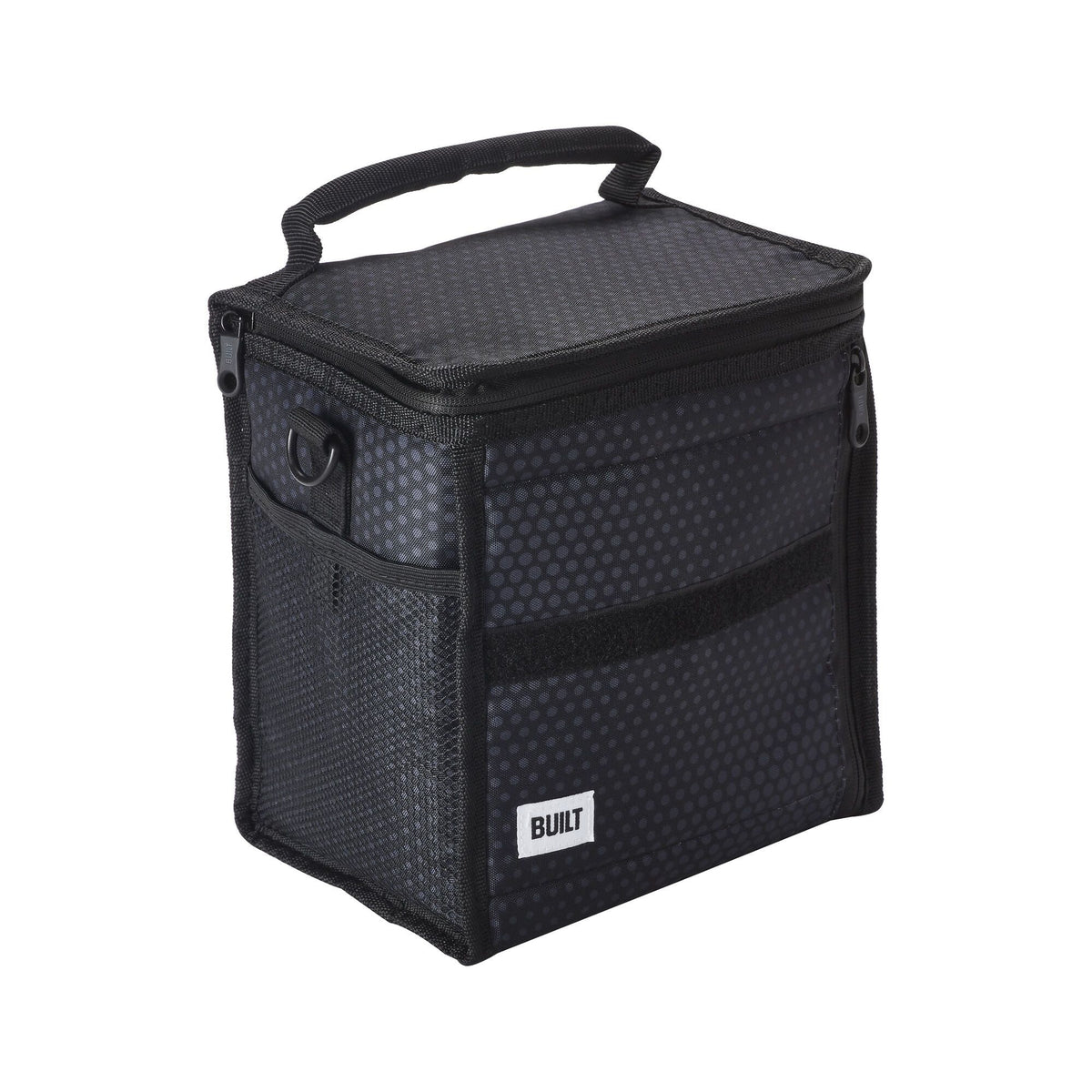 Built Ice House Cube Lunch Bag, Black Midnight Micro Dot, with Freezable Gel