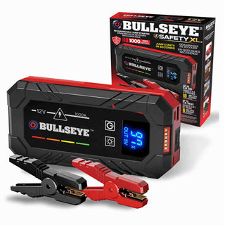 Bullseye Safety XL 1000A 12V Car Jump Starter, Portable Booster with Jumper Cables, 6.0-L Gas & 3.0-L Diesel, 1800mAh Rechargeable