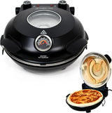 Electric Pizza Oven with Ceramic Stone, Viewing Window, Adjustable Heat Control, Timer and 1200W Baking Power, DIY Homemade Pizzeria, Large 12-- Pie Capacity (Black) image 3