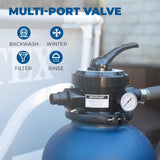 13-inch sand filter, 0.75 horsepower, swimming pool pump, 2400 gallons per hour, suitable for outdoor swimming pool package, multi-interface valve, maximum capacity 10000 gallons, 1-1/4 inch NPT interface image 2