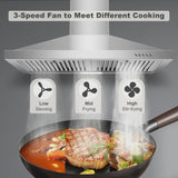 30-inch Wall Mount Range Hood 450CFM - Stainless Steel Kitchen Vent Hood, Ultra Quiet 55dB, Ducted/Ductless Convertible, 3-Speed + LED Light,... image 2