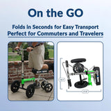 Hybrid - Most Compact All Terrain Knee Scooter for Adults for Foot Surgery Heavy Duty Knee Walker for Broken Ankle Foot Injuries Recovery Leg Scooter Best Knee Crutch Alternative (Green) image 3