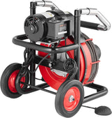 Drain Cleaner Machine 100FT x 1/2 Inch, Auto Feed Sewer Snake Auger on Wheels, 550W Portable Drain Cleaning Machine with 8 Cutters & Air-activated Foot Switch for 2" to 4" Pipes image 2