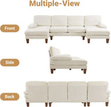 110" Sectional Couches for Living Room,U Shaped Couch with Double Chaise, 4-Seat Sofa Set with Chenille Fabric for Home Furniture,Beige image 4