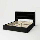 Queen Size Lift Up Storage Bed, Modern Wingback Headboard, Hydraulic Support, No Box Spring Needed, Light Beige image 4