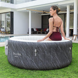 SaluSpa Fiji AirJet Large Round 2 to 4 Person Inflatable Hot Tub Portable Outdoor Spa with 120 AirJets and EnergySense Cover, Grey image 2