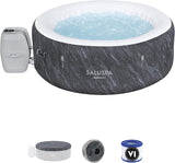 Bestway SaluSpa Fiji AirJet Large Round 2 to 4 Person Inflatable Hot Tub Portable Outdoor Spa with 120 AirJets and EnergySense Cover, Grey image 2