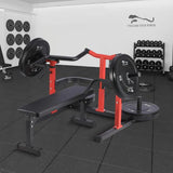 Chest Press Machine, 1050LBS Capacity, Independent Converging Arms, Weight Bench Press with Adjustable Flat Bench for Upper Body Workouts, Red image 2