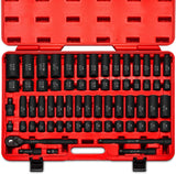 02448A 1/2" Drive Master Impact Socket Set, 65 Piece, Standard SAE (3/8"-1-1/4") & Metric (10-24 mm) Sizes, Deep & Shallow Kit, Includes Adapters & Ratchet Handle image 2