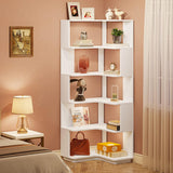 Tribesigns 6-Tier Corner Bookshelf, 64.9 Inch Tall Bookcase with Anti-Drop Panel, Modern Freestanding Corner Shelf Display Rack Storage Organizer for Home Office, Living Room, WhiteTribesigns 6-Tier Corner Bookshelf, 64.9 Inch Tall Bookcase with Anti image 3