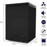 Chest Freezer – 3.5 Cu Ft with 2 Removable Baskets – Reach In Freezer Chest – Quiet Compact Freezer – 7 Temperature Settings – Black image 2