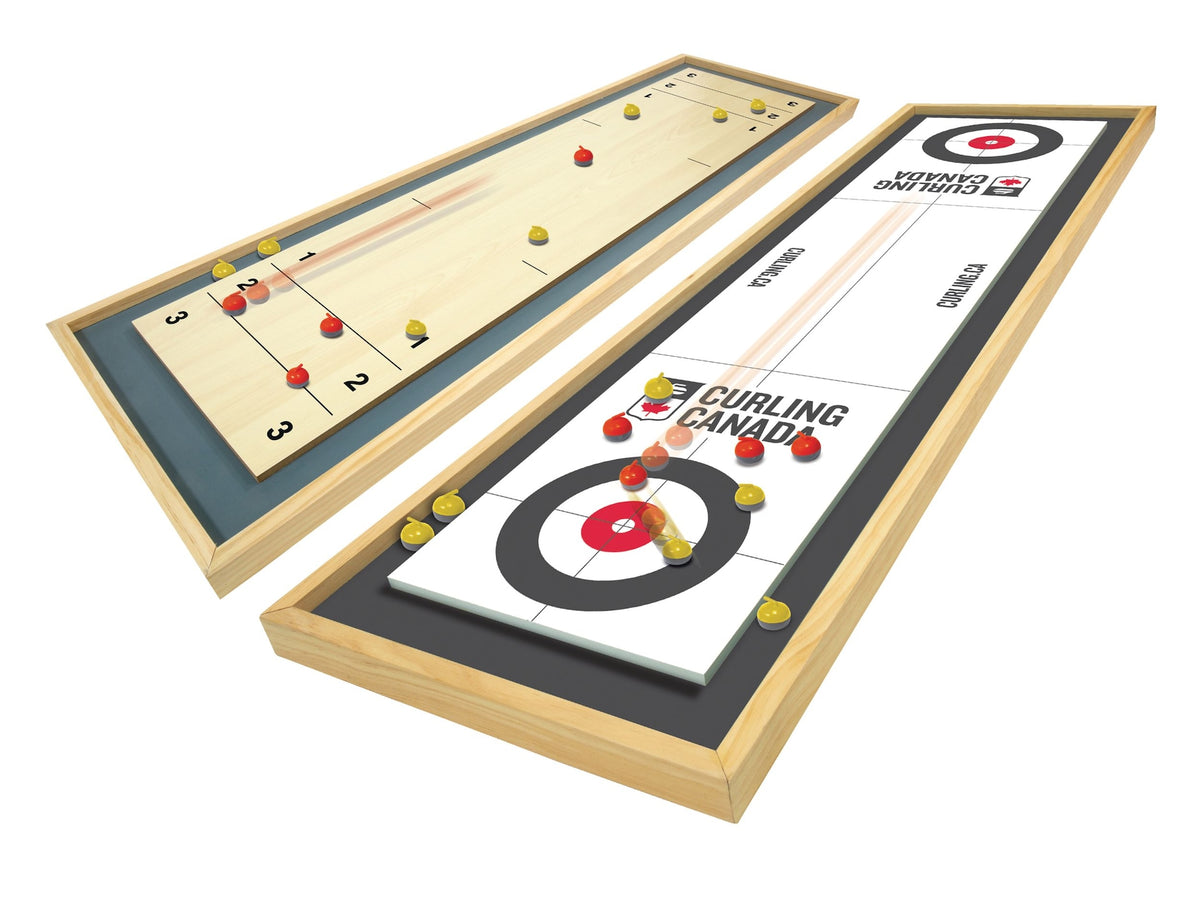 Canada Curling Game, Deluxe Wood 2-in-1 Double Sided Giant Table Top Game Set, 47-in, Ages 6+
