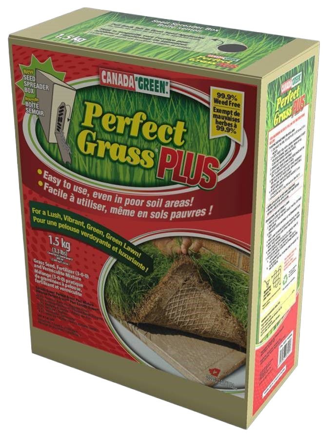 Canada Green Perfect Grass Plus 3-0-3 Grass Seed, Fertilizer & Vermiculite Mixture, 1.5kg