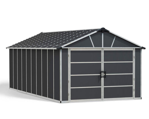 CANOPIA by Palram Yukon 2-Door Car Garage/Utility Storage Shed Kit, Dark Grey, 11x21-ft