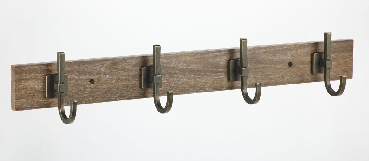 CANVAS 4-Hook Rail, Weathered Walnut, 27-in