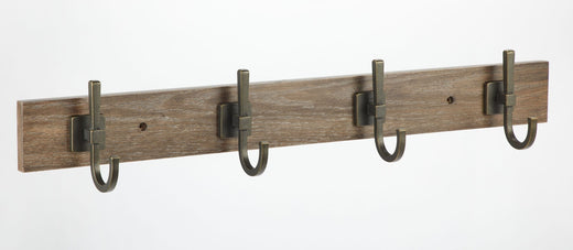 CANVAS 4-Hook Rail, Weathered Walnut, 27-in