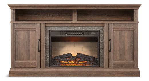 CANVAS Abbotsford Media Console Electric Fireplace TV Stand, 60-in, 1400W, Includes Remote Control, Brown