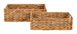 Canvas Ari Rectangle Woven Water Hyacinth Storage Basket, 2-pc