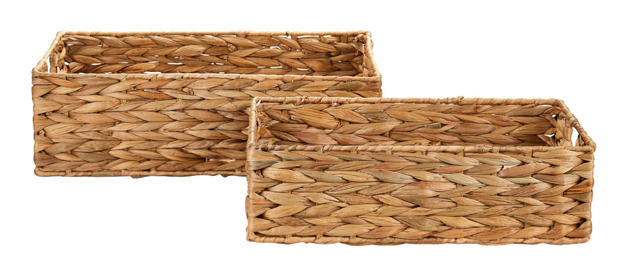 Canvas Ari Rectangle Woven Water Hyacinth Storage Basket, 2-pc
