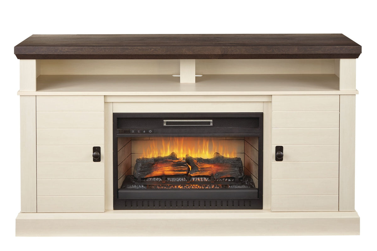 CANVAS Ashcroft Media Console Electric Fireplace TV Stand, 60-in, 1400W, Includes Remote Control, White