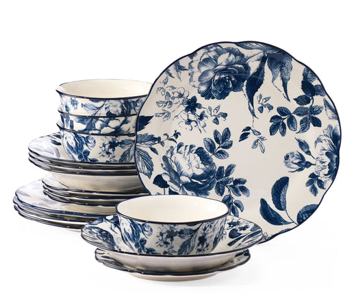 CANVAS Augusta Stoneware Dinnerware Set, Serves 4, 16-pc, Blue Floral