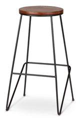 CANVAS Axel Round Metal & Solid Wood Top Counter Stool Armless Backless, Black/Brown