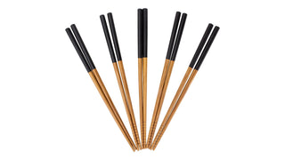 CANVAS Bamboo Wood Chopsticks with Black Top, Serves 5, 10-pc