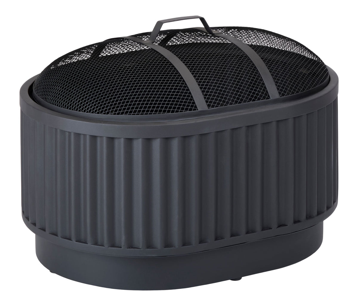CANVAS Barbeau Oval Outdoor Fluted Wood Firepit, 28-in, Black