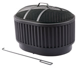 CANVAS Barbeau Oval Outdoor Fluted Wood Firepit, 28-in, Black image 2