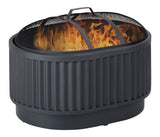 CANVAS Barbeau Oval Outdoor Fluted Wood Firepit, 28-in, Black image 4