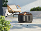 CANVAS Barbeau Oval Outdoor Fluted Wood Firepit, 28-in, Black image 6