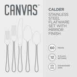 CANVAS Beaded Edge Flatware Set, Serves 12, 60-pc