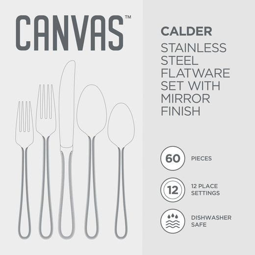CANVAS Beaded Edge Flatware Set, Serves 12, 60-pc