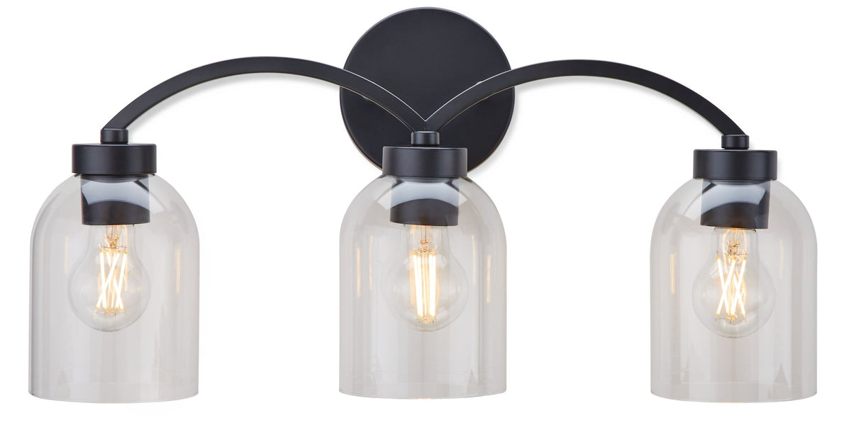Canvas Bentbrook 3-Light Vanity with Glass Shade, Black