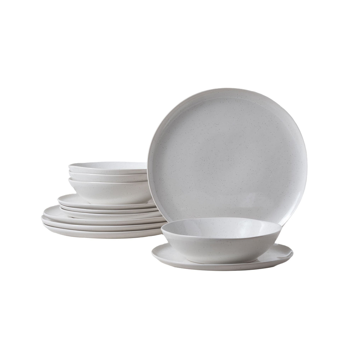 CANVAS Bettina Glossy Stoneware Dinnerware Set, Serves 4, 12-pc, White Speckle