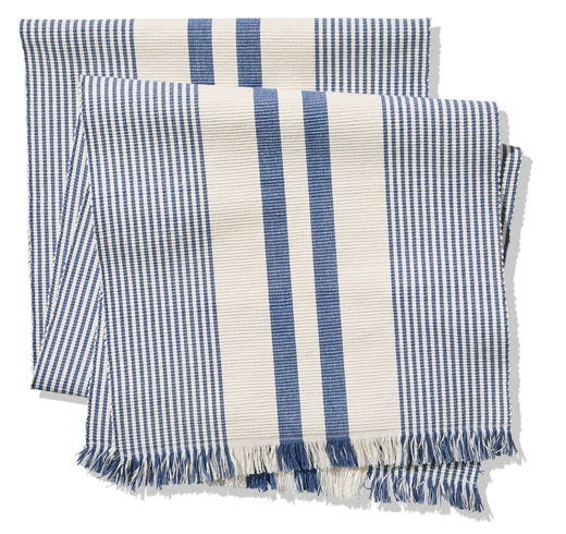 CANVAS Blue Ribbed Rectangular Cotton Table Runner, 84-in x 15-in