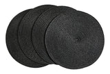 CANVAS Braided Round Placemats, Black, 15-in Diameter, 4-pk