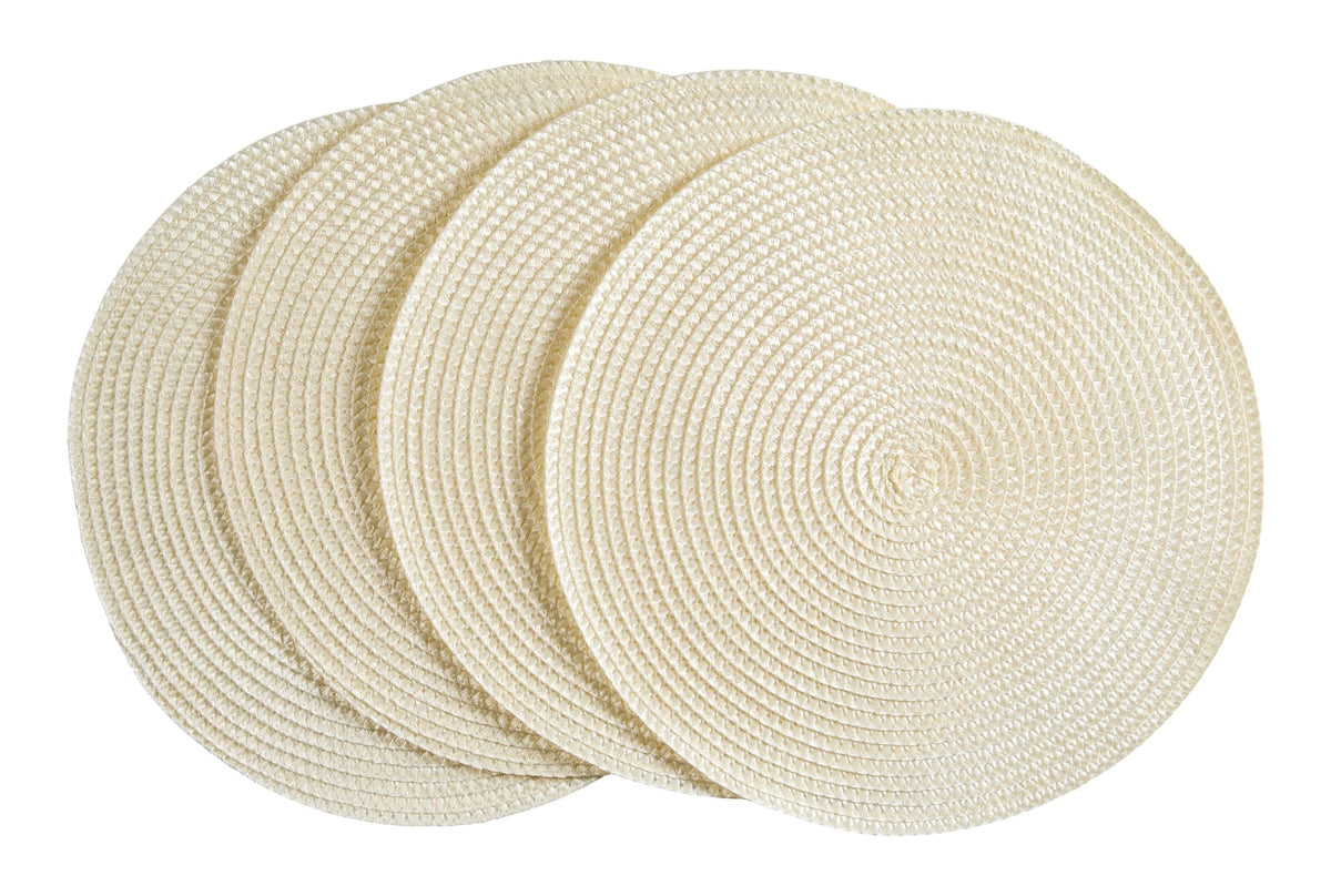 CANVAS Braided Round Placemats, Cream, 4-pk