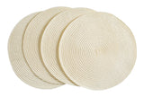CANVAS Braided Round Placemats, Cream, 4-pk