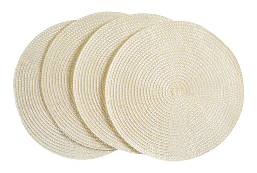 CANVAS Braided Round Placemats, Cream, 4-pk