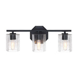 CANVAS Bridgewater 3-Light Vanity Light Fixture with Rippled Glass Shade, Black image 2